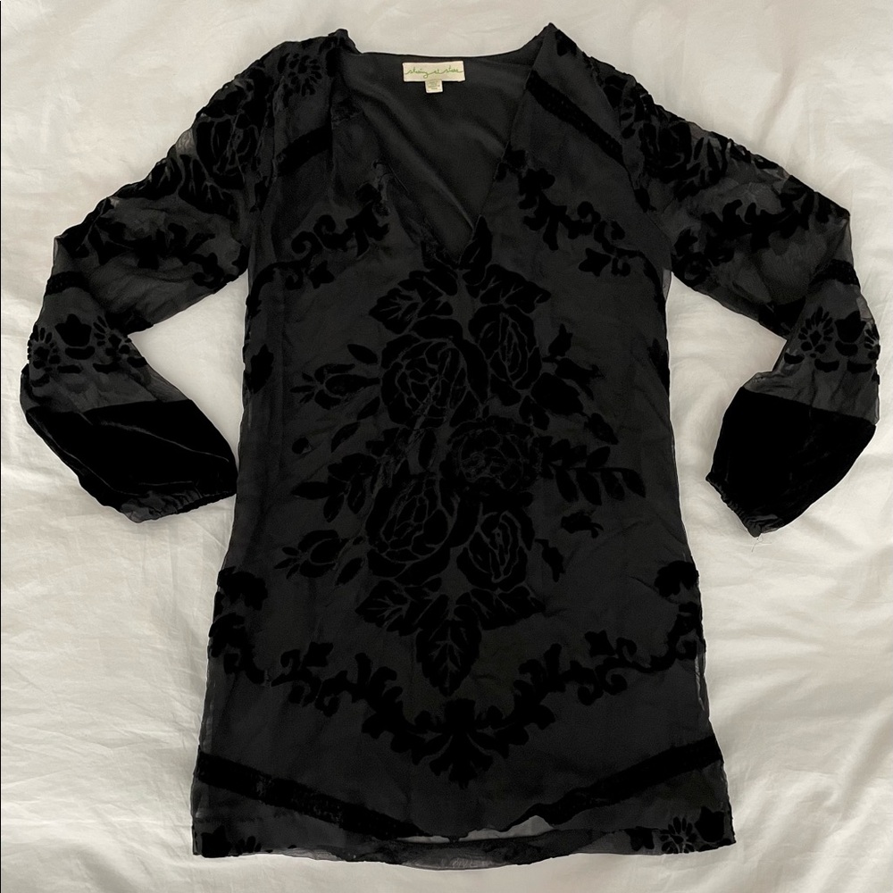Anthropologie - black long sleeve mini dress, size XS